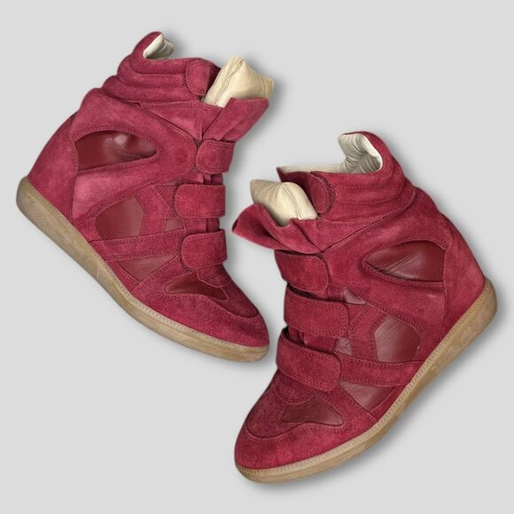 Isabel Marant Women's Red and Burgundy Trainers - Picture 1 of 8